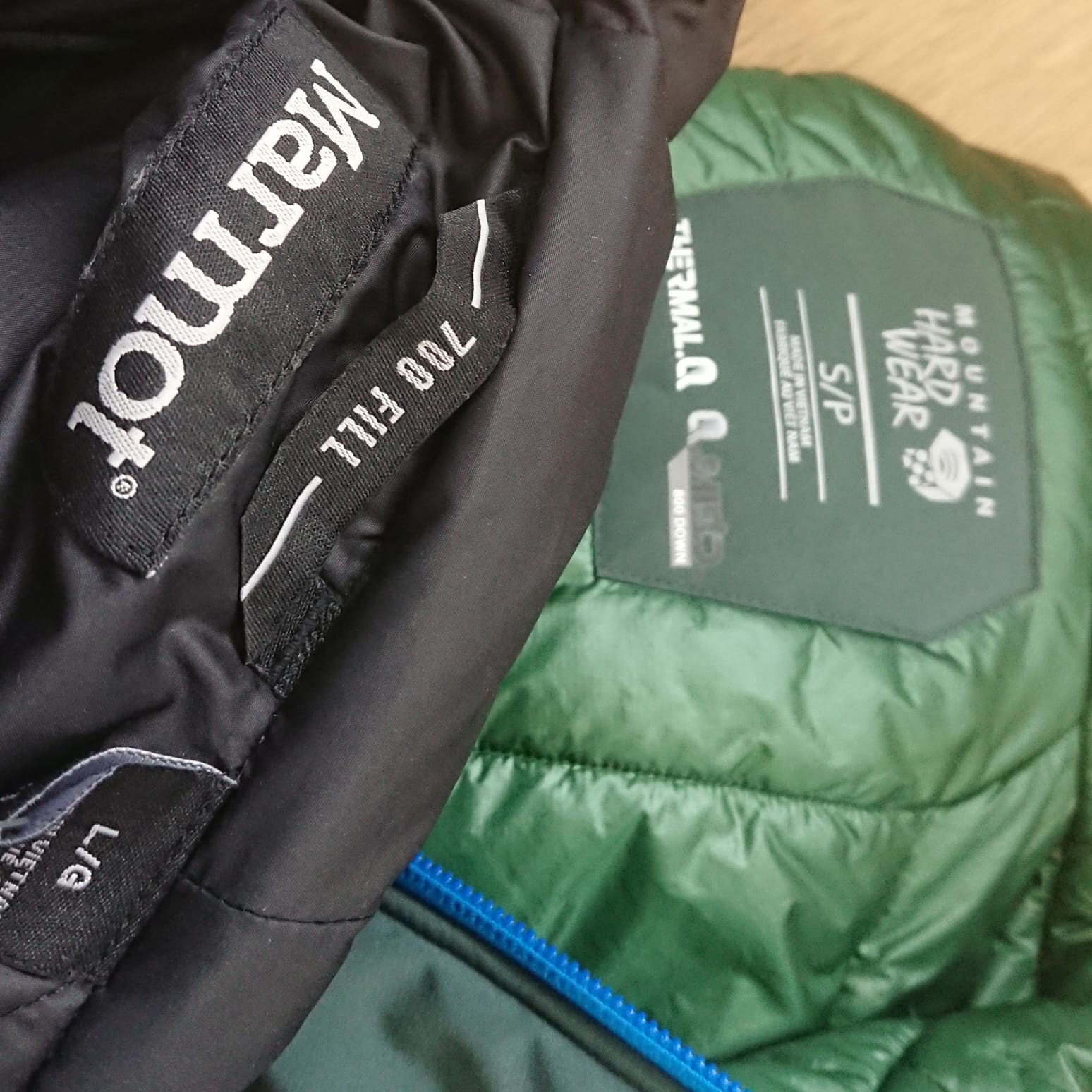 Comparing down jackets