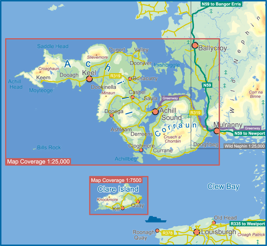 EastWest Mapping Achill & Corraun, Clare Island 1:25,000 adventure.ie