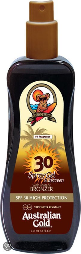 Australian Gold Spraygel Bronzer SPF 30 + bred lager!