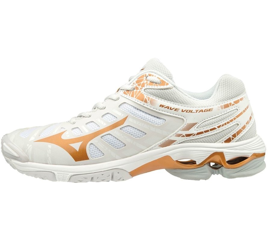 Mizuno Wave Voltage wit bruin volleybalschoenen dames