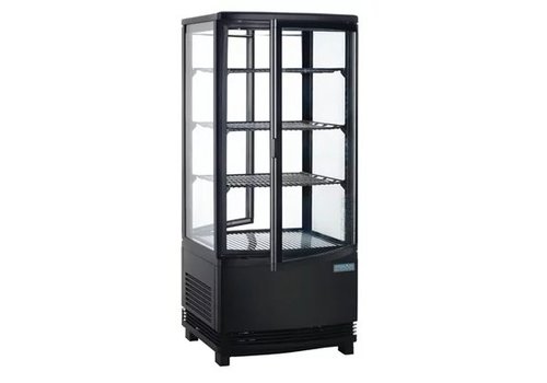  Polar Vitrine réfrigérée Porte incurvée 86L noire - 98x42,9x42,5 cm 