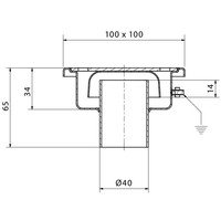 Drainage au sol | en acier inoxydable | 100 x 100 mm | Drainage vertical | 40 mm