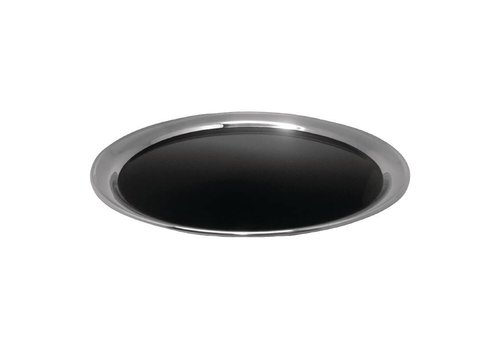 Plateau de service rond noir antidérapant diamètre 35 cm — Festiloc