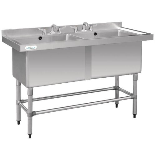  Vogue Table d'évier | acier inoxydable | Double évier | 141x60x90 cm 
