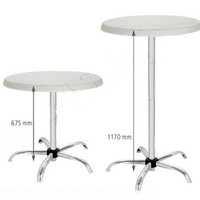 Table debout Blanc argenté chromé 70cm