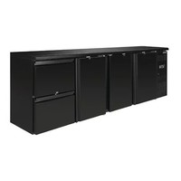 Arrière-bar 3 portes et 2 tiroirs | Noir | 86x254.2x51.3cm