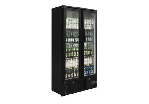  Polar Arrière-bar vertical double porte battante en verre Noir 490L 