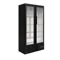 Arrière-bar vertical double porte battante en verre Noir 490L