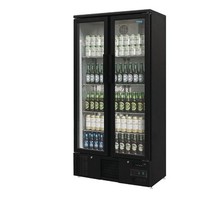 Arrière-bar vertical double porte battante en verre Noir 490L