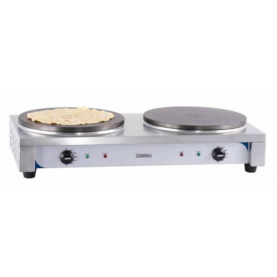 Crêpière Double Inox | Électrique | 2x Ø350mm | 2x 2,2kW | 770x400x190(h)mm