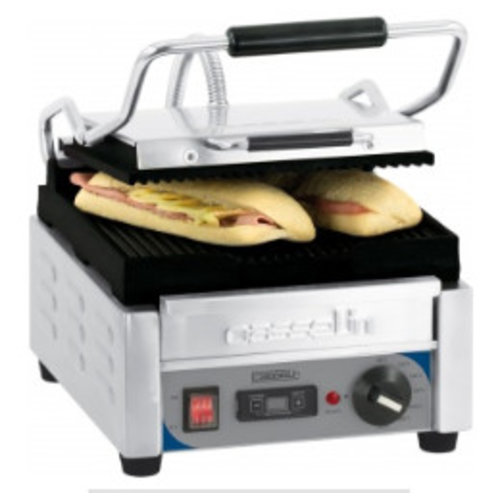  Casselin Grill panini petit premium rainurée - rainurée avec minuteur | L 300 x P 490 x H 265 mm | de 60°C à 300°C | 2 000 W 