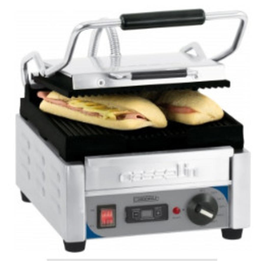 Grill panini petit premium rainurée - rainurée avec minuteur | L 300 x P 490 x H 265 mm | de 60°C à 300°C | 2 000 W