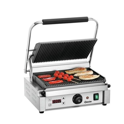  Bartscher Grill contact "Panini" 1RDIG | 410 x 400 x 200 mm | 2,2 kW | Acier inoxydable 