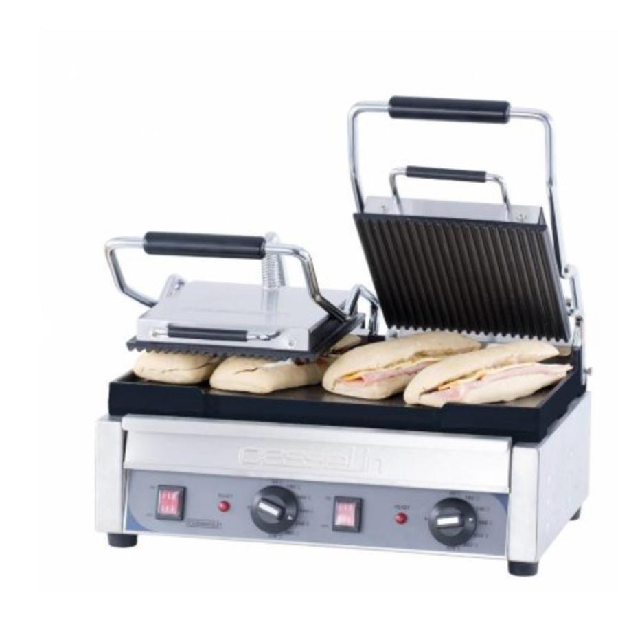 Grill Panini double Premium Rainurée - Lisse | de 60°C à 300°C | L 490 x P 520 x H 265 mm | 2 900 W