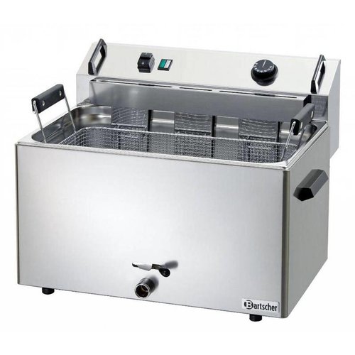  Bartscher Friteuse à Beignets Électrique Inox + Vanne de Vidange | 16 Litres | L 560 x P 470 x H 400 mm | 9 kW 