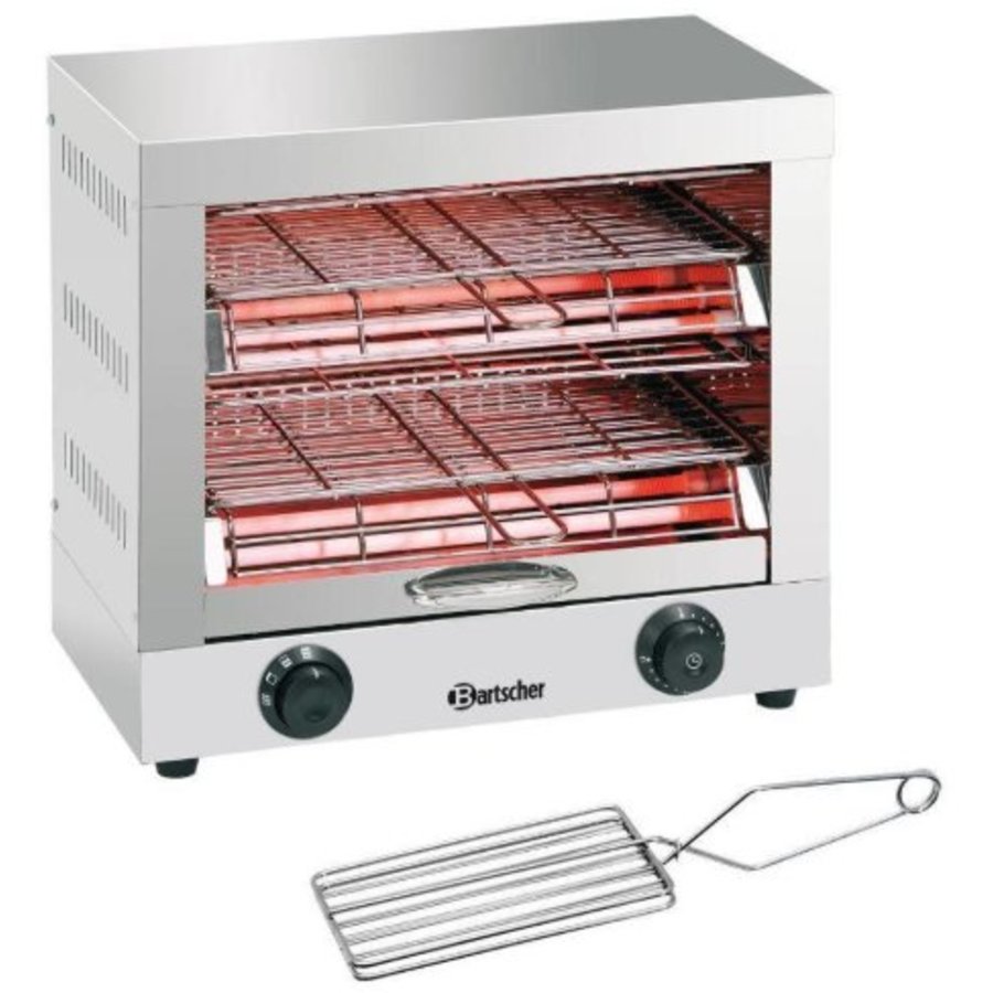 Appareil toaster/gratiner, double | 3 kW | 440 x 260 x 400 mm | Acier inoxydable  