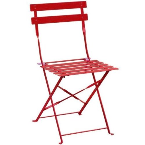  Bolero Chaises de terrasse | Rouge l Acier l 800 (H) x 387 (L) x 471 (P) mm l En lot de 2 