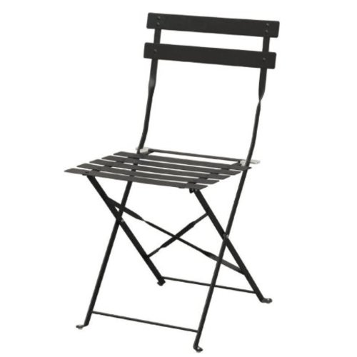  Bolero Chaises de terrasse | Noire l Acier l 800 (H) x 387 (L) x 471 (P) mm l En lot de 2 