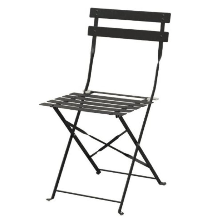 Chaises de terrasse | Noire l Acier l 800 (H) x 387 (L) x 471 (P) mm l En lot de 2