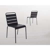 Chaise à lattes | acier grise | lot de 4