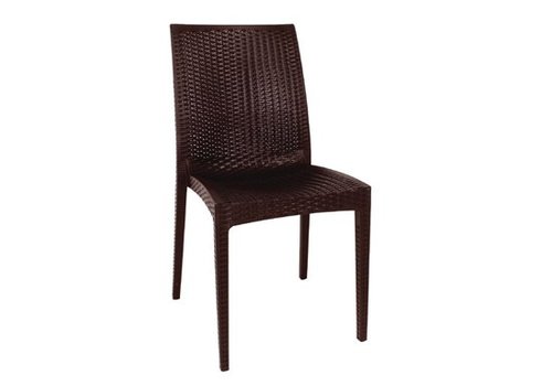  Bolero Chaises bistro | rotin PP marron | lot de 4 | 