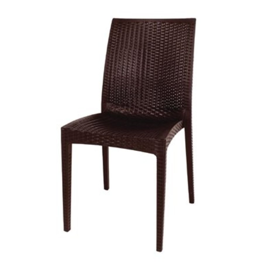 Chaises bistro | rotin PP marron | lot de 4 |