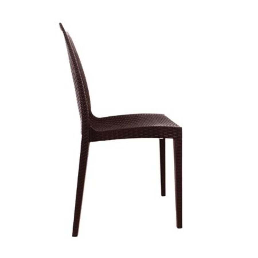 Chaises bistro | rotin PP marron | lot de 4 |