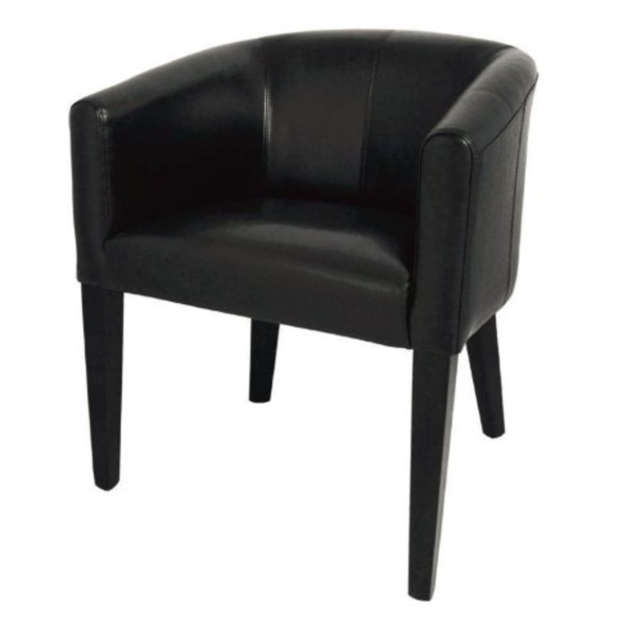 Fauteuil en cuir polyuréthane noir | (H)735  x (L)530 x (P)580 mm