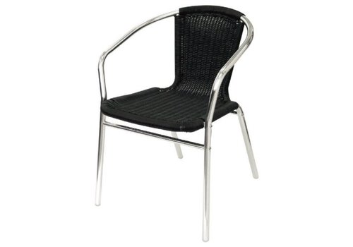  Bolero Fauteuils en rotin empilables noirs et aluminium 