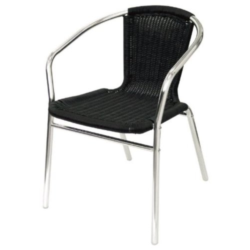  Bolero Fauteuils en rotin empilables noirs et aluminium 