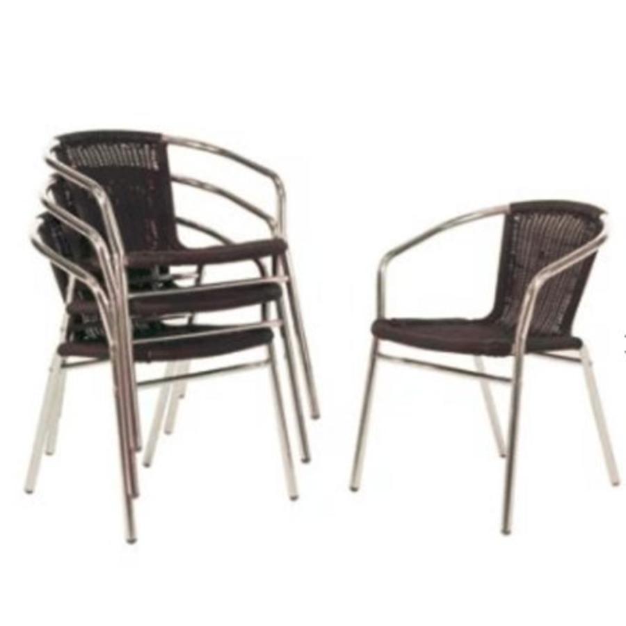 Fauteuils en rotin empilables noirs et aluminium