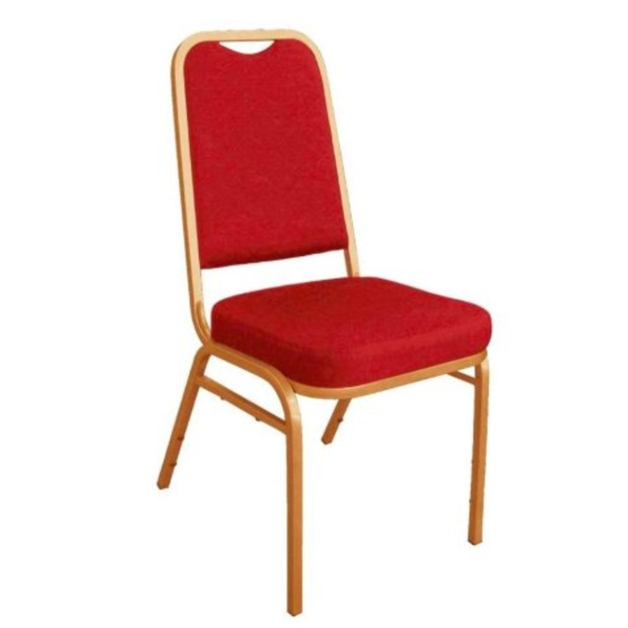 Chaises de banquet à dossier carré rouges l Assise en tissu solide et cadre en acier l 895(h) x 440(l) x 450(p) mm