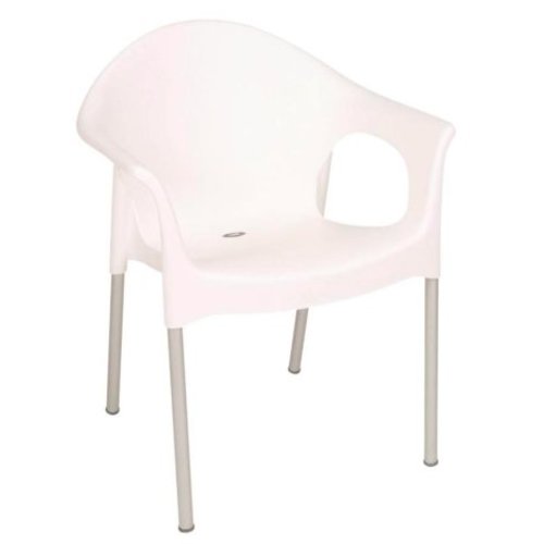  Bolero Fauteuil bistro empilable l Blanc l En polypropylène et pieds en aluminium 