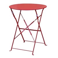 Table de terrasse en acier poudré rouge 71(H)x59,5(Ø)cm