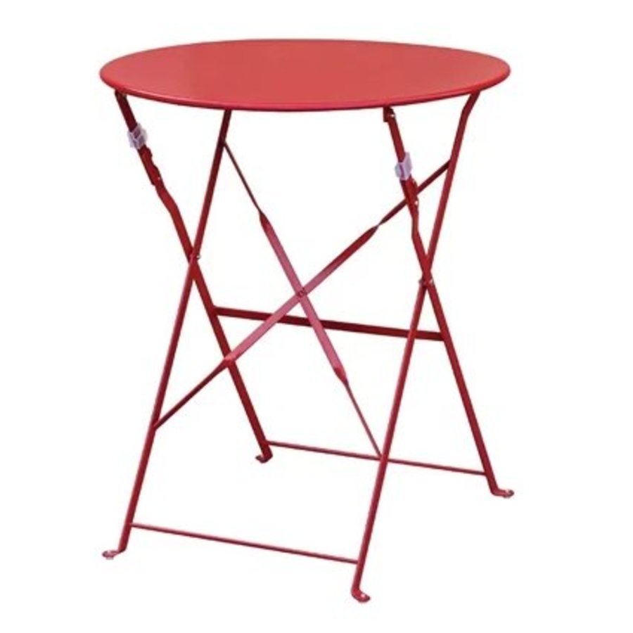 Table de terrasse en acier poudré rouge 71(H)x59,5(Ø)cm