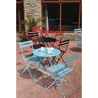 Table de terrasse en acier poudré rouge 71(H)x59,5(Ø)cm