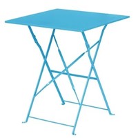 Table de terrasse carrée en acier bleu turquoise 600mm