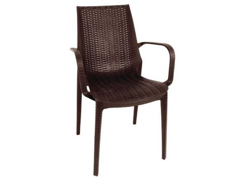  Bolero Fauteuil bistro en rotin PP marron lot de 4 