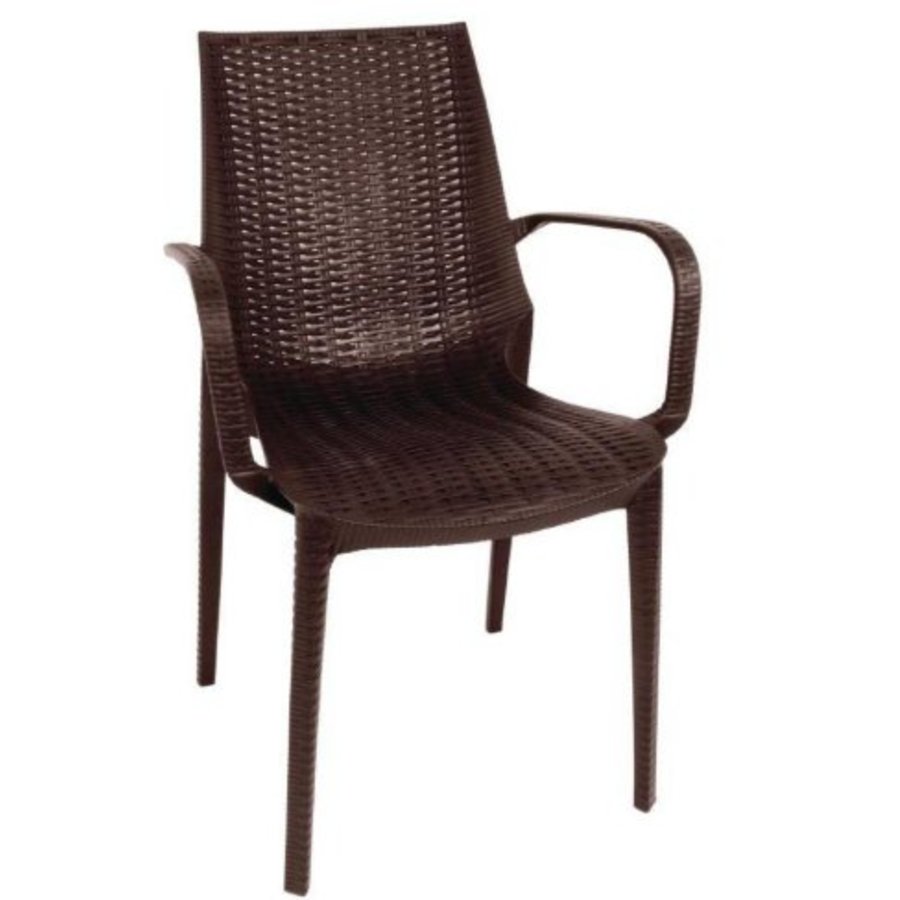 Fauteuil bistro en rotin PP marron lot de 4