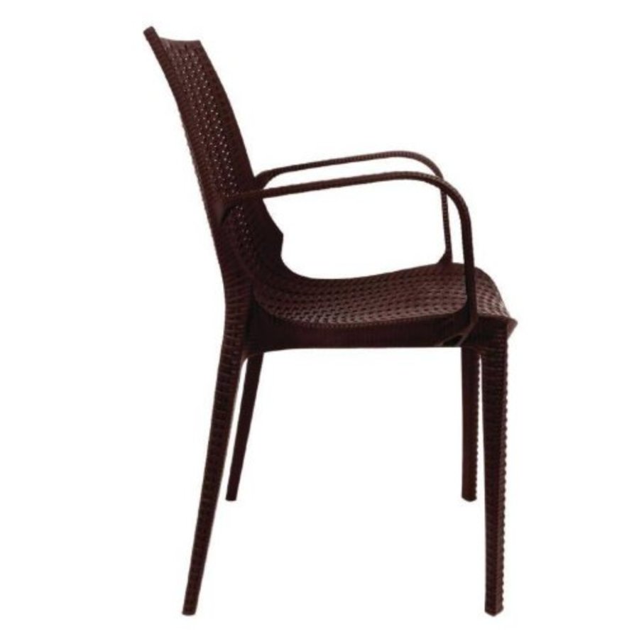 Fauteuil bistro en rotin PP marron lot de 4