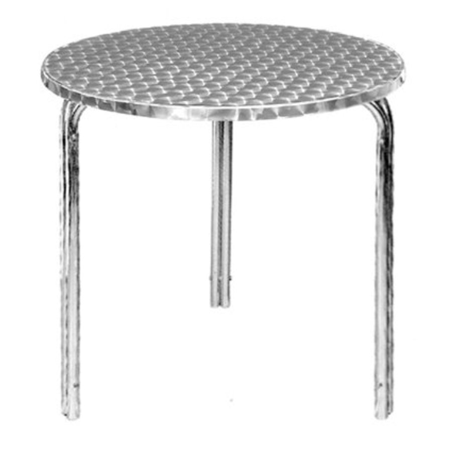 Table bistro ronde empilable inox et pied aluminium 720(H) x 600(Ø)mm