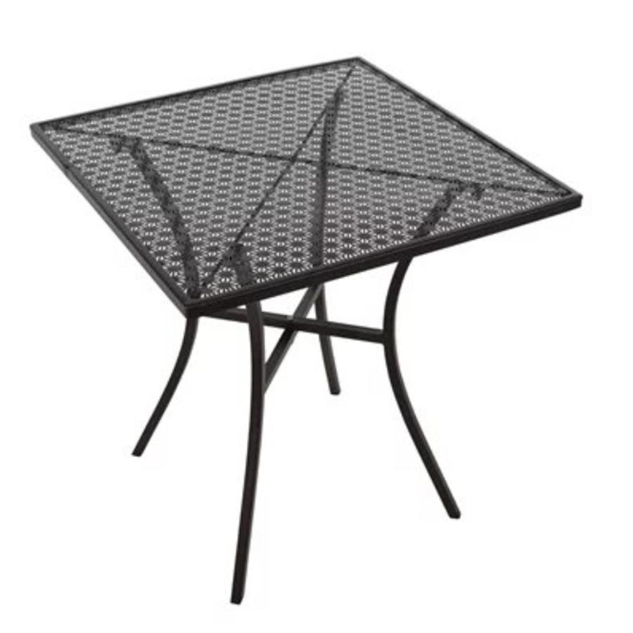 Table bistro carrée en acier ajouré noire 71x70x70cm