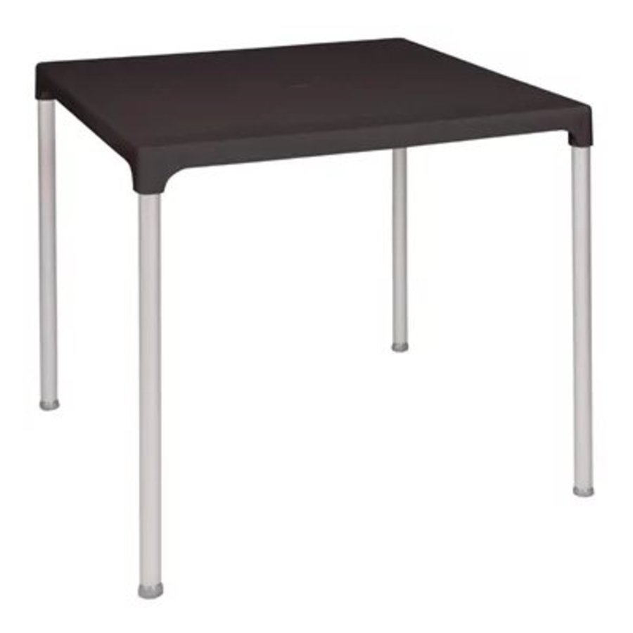 Table carrée avec pieds aluminium noire 750mm