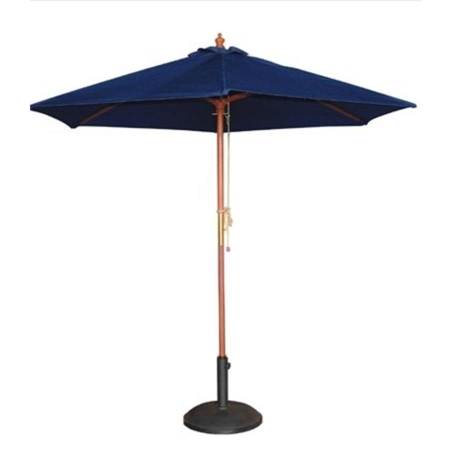 Parasol rond | bleu marine l 2,5m | Bois et polyester