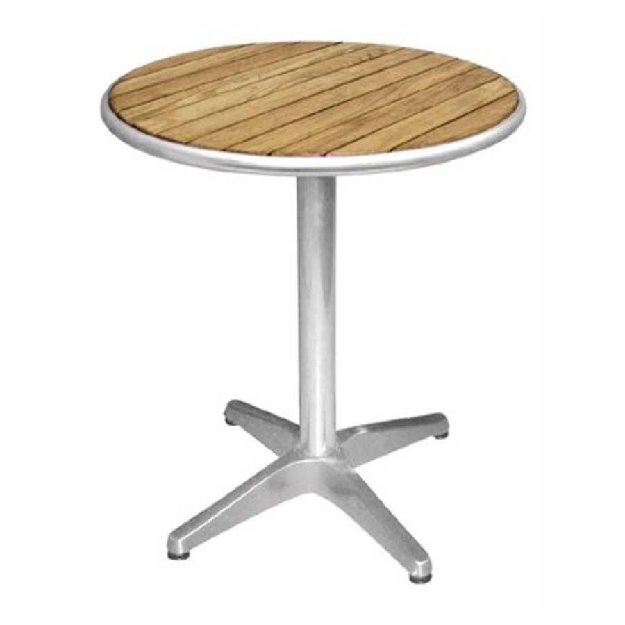 Table ronde en Aluminium et frêne pré-huilé 72(H)x80(Ø)cm