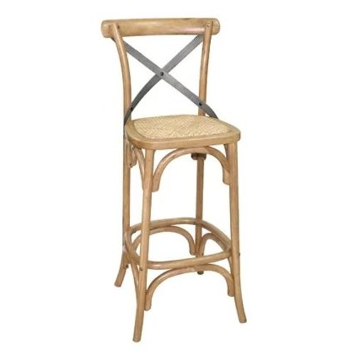  Bolero Tabouret de bar l Assise en bois avec dossier croisé métal l 1100(H) x 450(L) x 470(P) mm 