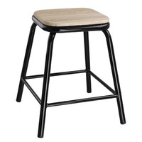 Tabouret bas | Noir | Assise en bois |470(H) x 385(L) x 385(P) mm l  Lot de 4