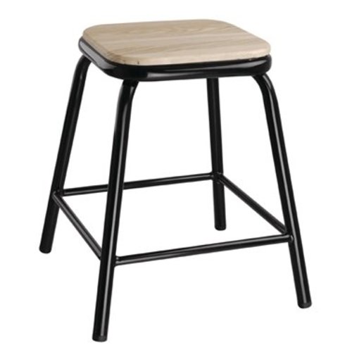  Bolero Tabouret bas | Noir | Assise en bois |470(H) x 385(L) x 385(P) mm l  Lot de 4 