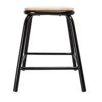 Tabouret bas | Noir | Assise en bois |470(H) x 385(L) x 385(P) mm l  Lot de 4