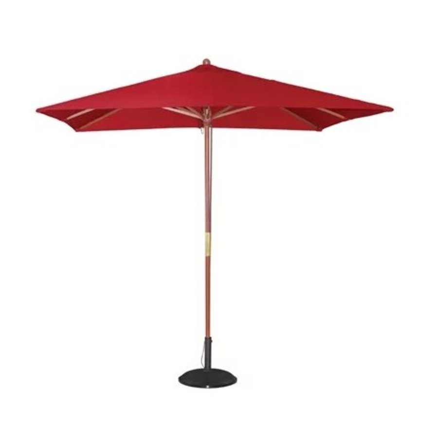 Parasol carré l Rouge l 2,5m l Bois et polyester